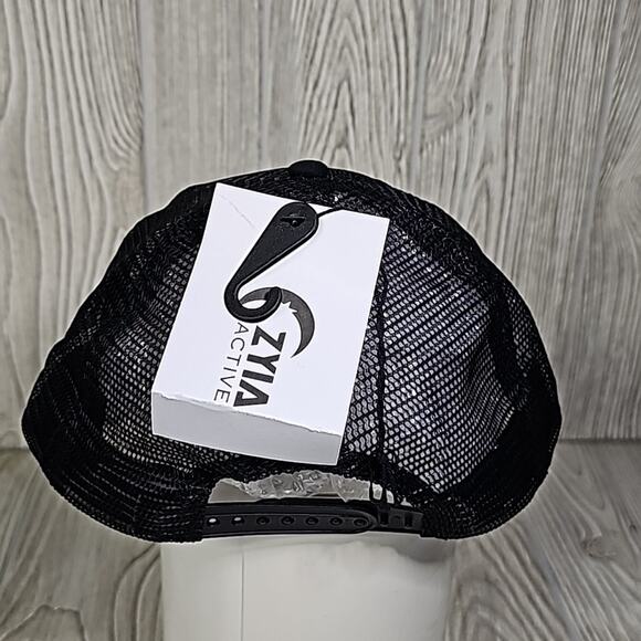 ZYIA Active Unisex Logo Patch Black Mesh Trucker Style Ball Cap Hat, NWT - Picture 4 of 6